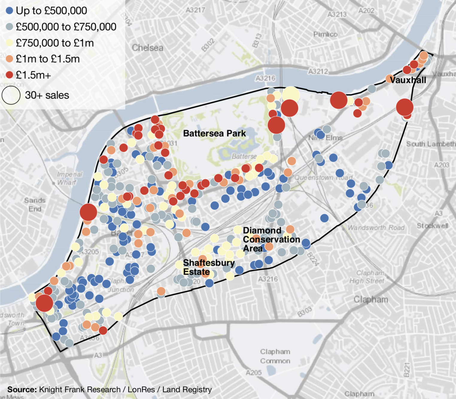 Maximum property prices in Battersea