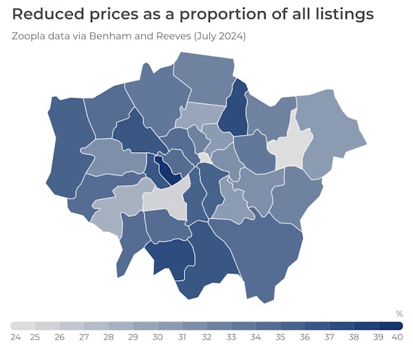 Image for Mapped: Which London boroughs have the highest rate of reduced homes for sale?